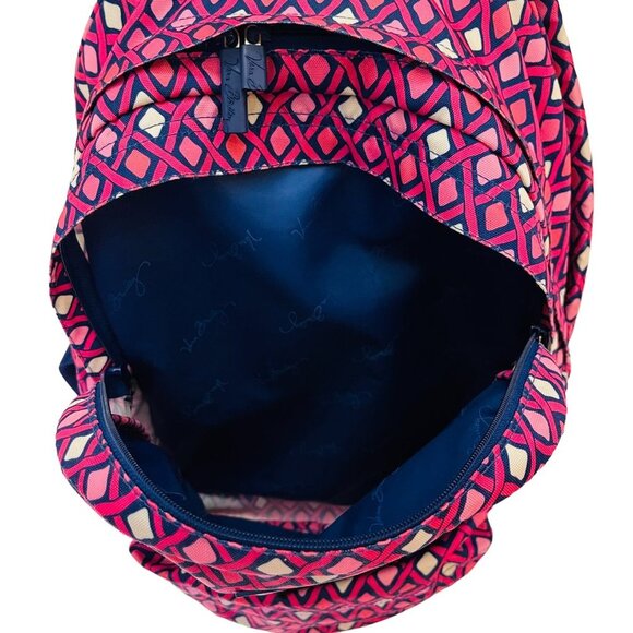 Retired Large Vera Bradley Canvas Backpack Pink Navy Blue 4 Pockets H2O … - Picture 6 of 16